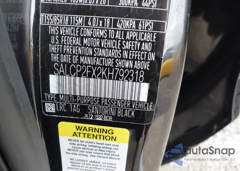 2019 Land Rover Discovery Sport Se z USA, uszkodzony, nr VIN SALCP2FX2KH792318